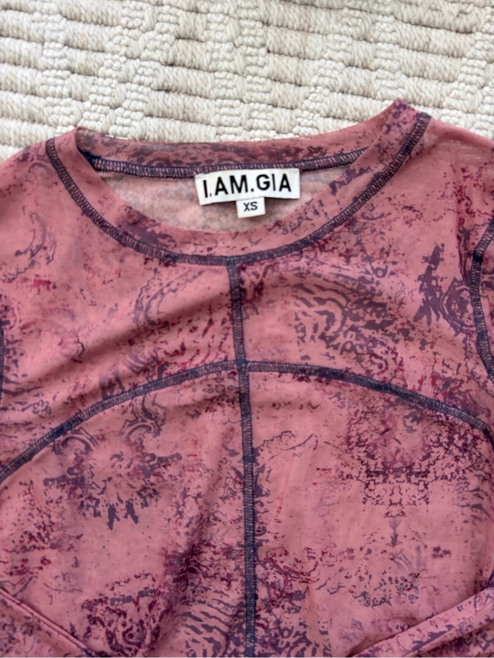 I.AM.GIA Dusty Rose Long Sleeve Mesh Top - Picture 2 of 2